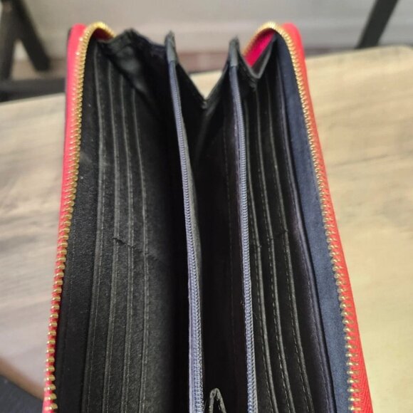 Wristlet Leather Wallet Clutch Isaac Mizrahi LILETH Red / Black & Embossed Croc - Picture 3 of 3